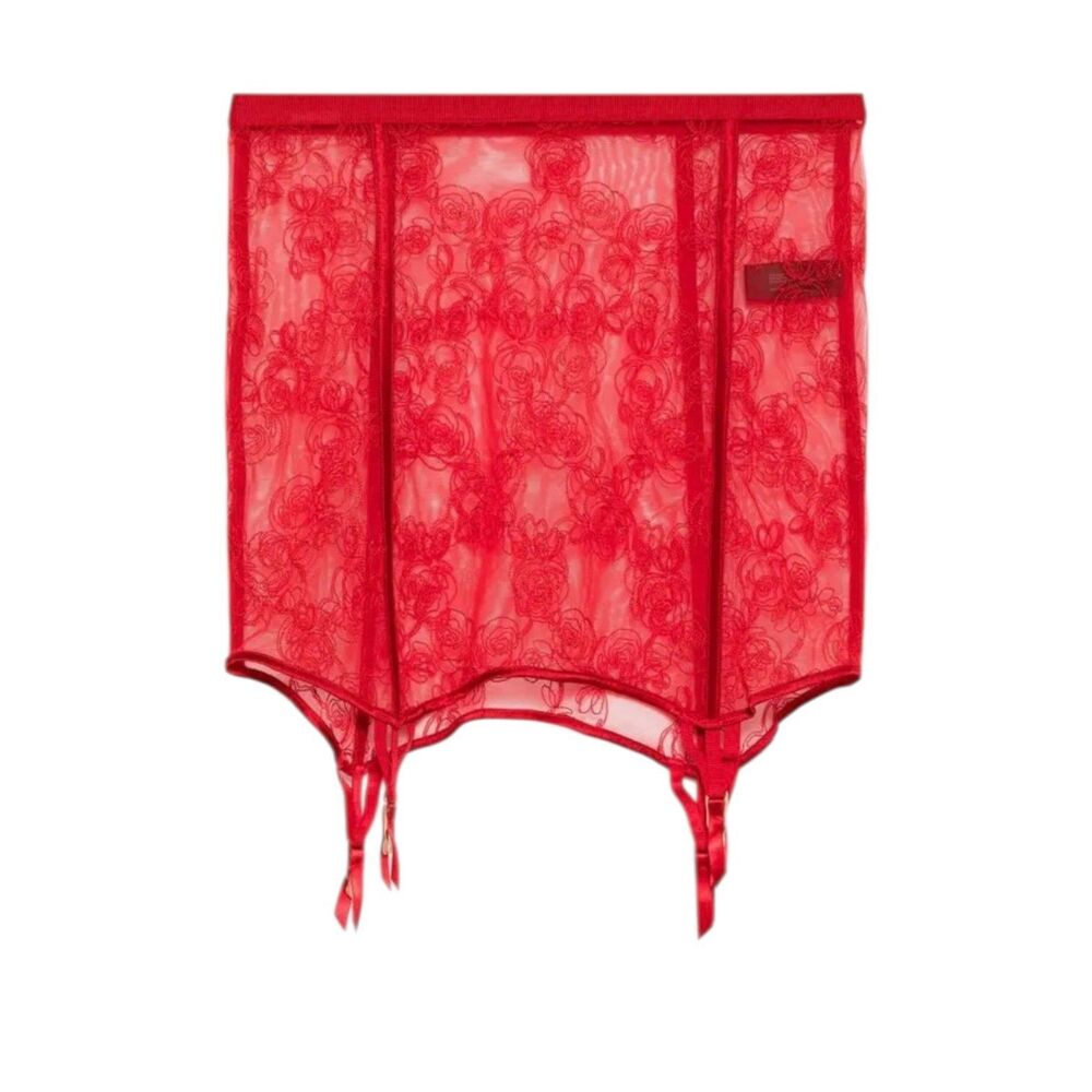 Kiki De Montparnasse La Rose Fitted Garter Skirt Sz Med Red Lace